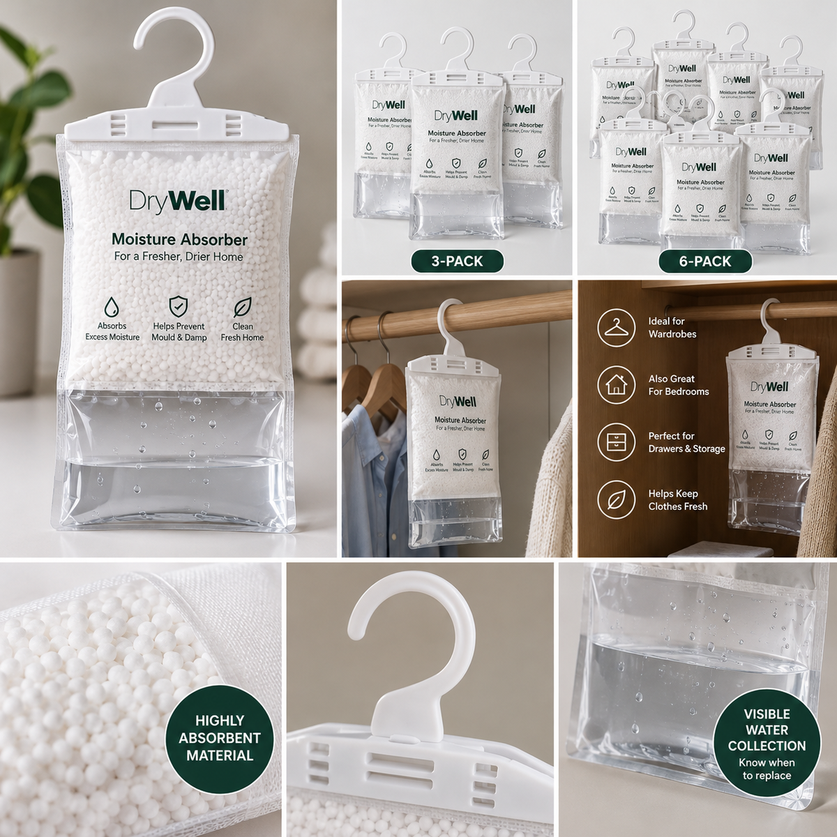 Hanging Wardrobe Moisture Absorbers