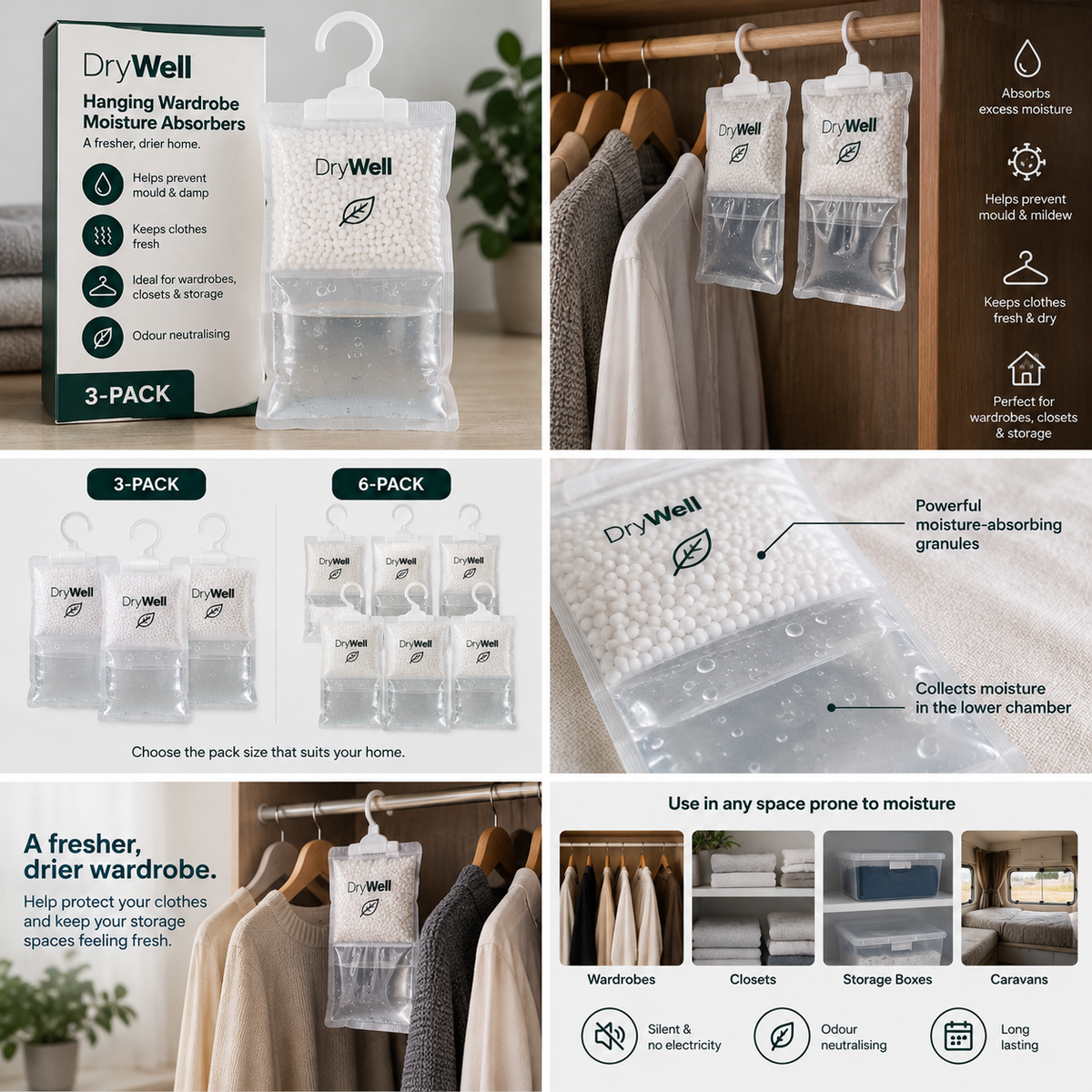 Hanging Wardrobe Moisture Absorbers
