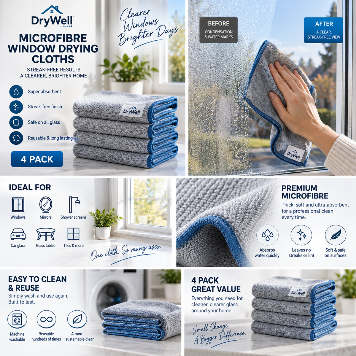 Microfibre Window Drying Cloths