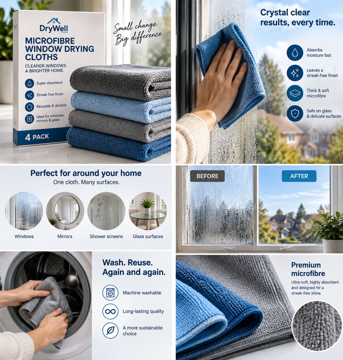 Microfibre Window Drying Cloths