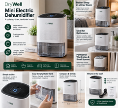 Mini Electric Dehumidifier – 500ml Water Tank