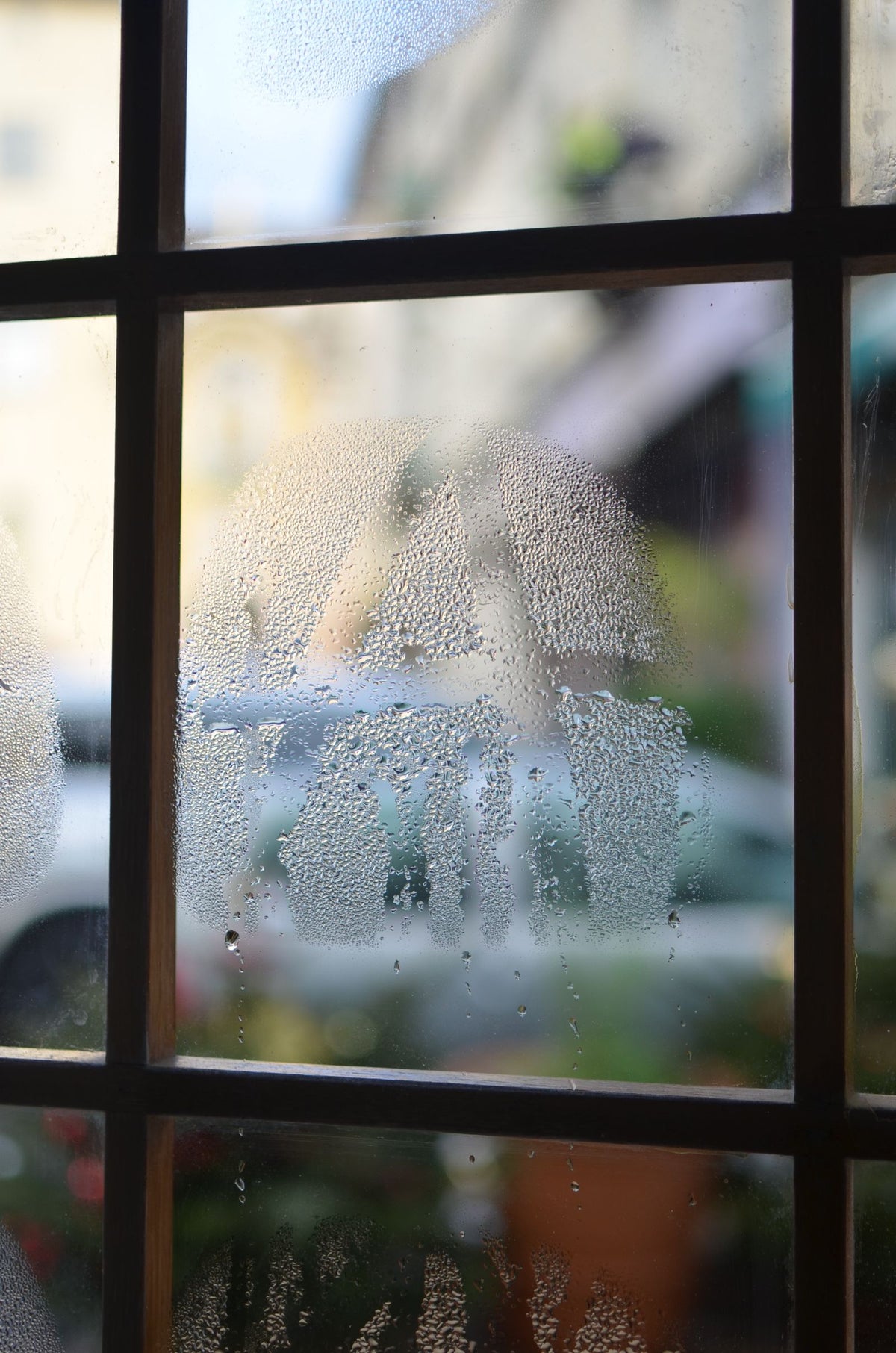 Condensation droplets on window glass