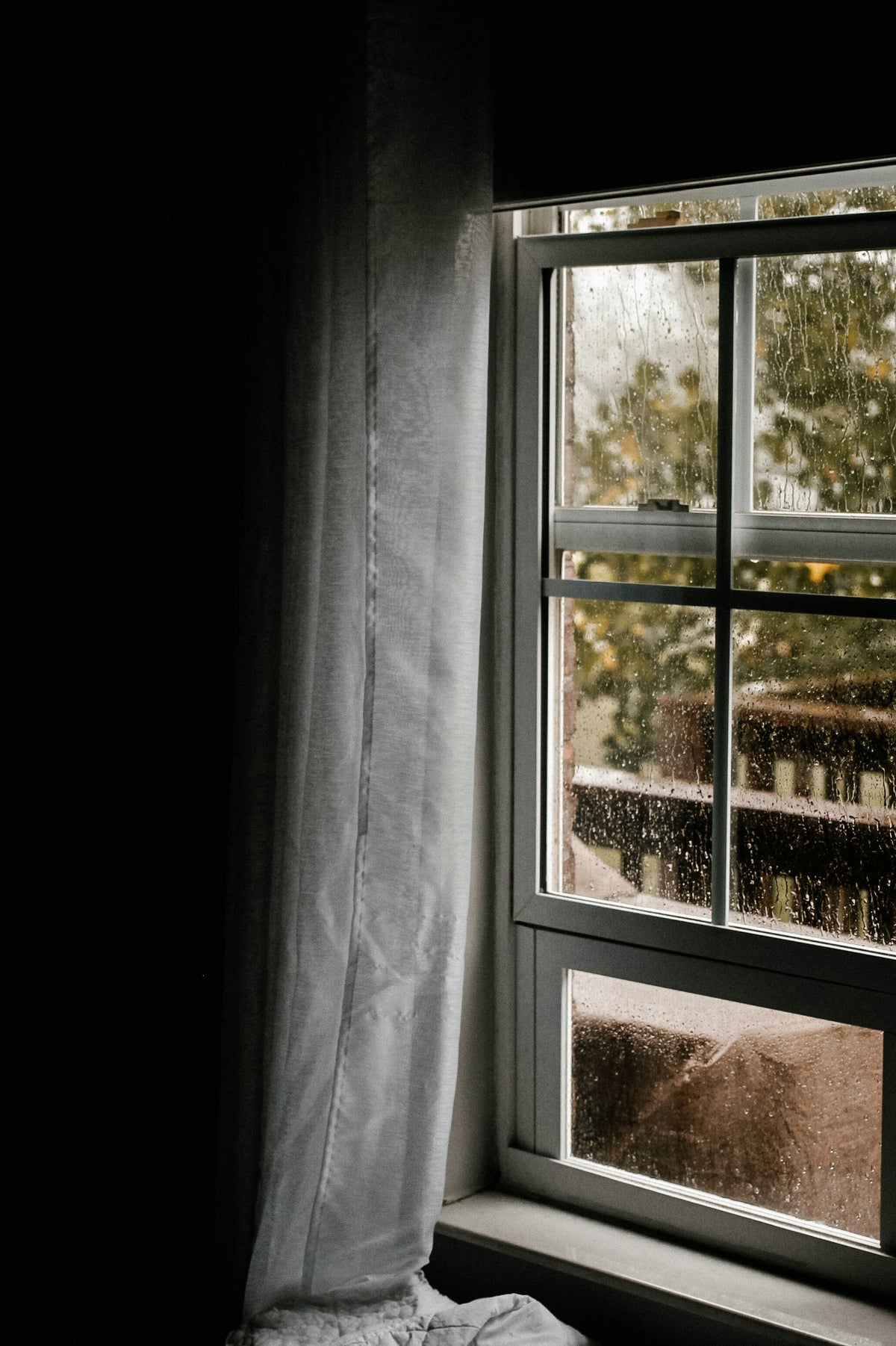 Water condensation on a glass window